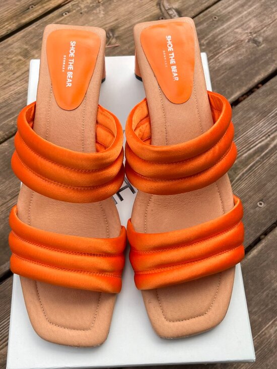 Shoe The Bear Sylvi Heel – Orange Satin, Size 40 - Picture 2 of 8